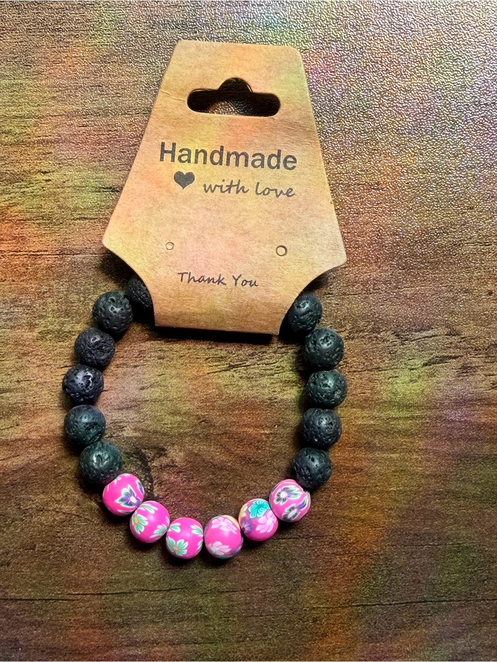Handmade Black Lava stone Beaded Bracelet
